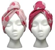 turbie twist cotton hair towel set (2 pack) – pink hearts, super absorbent logo