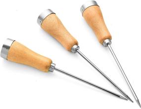 img 4 attached to AQUEENLY 3-Piece Stainless Steel Ice Pick Set with Safety Wooden Handle for Kitchen and Bar, 8.6 Inches