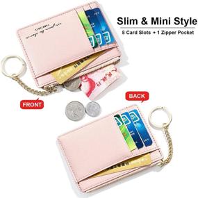 img 1 attached to 👛 Sleek RFID Blocking Card Holder: Compact Front Pocket Wallet with Keychain, Zipper Coin Purse, and Minimalist Design – Ideal for Women's Handbags & Wallets