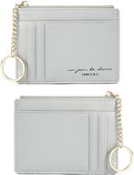 👛 sleek rfid blocking card holder: compact front pocket wallet with keychain, zipper coin purse, and minimalist design – ideal for women's handbags & wallets logo
