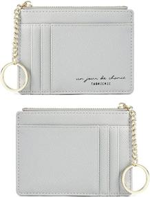 img 4 attached to 👛 Sleek RFID Blocking Card Holder: Compact Front Pocket Wallet with Keychain, Zipper Coin Purse, and Minimalist Design – Ideal for Women's Handbags & Wallets
