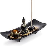 🧘 zen garden buddha statue incense burner & candle holder for home décor & meditation логотип