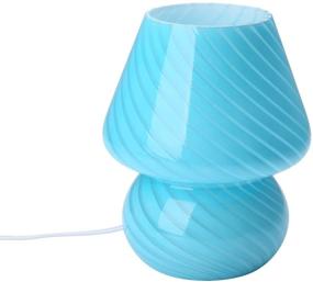 img 1 attached to 🍄 Translucent Murano Style Mushroom Lamp - Vintage Arctic Blue Glass Bedside Table Lamp for Home Décor, Dining, Living, Bedroom - Striped Small Nightstand Desk Light - Perfect Gift (Stripe Blue)