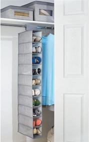 img 2 attached to 👠 mDesign Soft Fabric Closet Organizer - Shoe and Handbag Storage Unit - 10 Shelf Hanging Organizer - Textured Print - 2 Pack - Gray