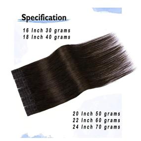 img 3 attached to 18-Inch Double Sided Tape Hair Extensions, 100% Real Human Remy Hair, 40g, Dark Brown, Skin Weft, Seamless, Long Straight & Silky Hair, 20pcs.