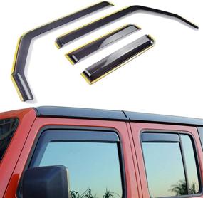 img 4 attached to 🚙 XBEEK Ventvisor Front and Rear Visors for 2018-2022 Jeep Wrangler JL and Gladiator JT - In-Channel Side Window Deflectors, Accessories for 4-Door Models