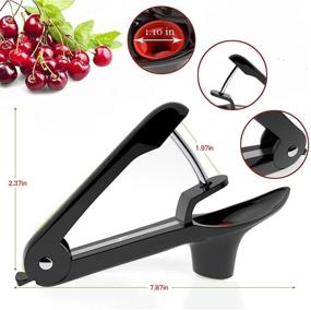 img 2 attached to Black Portable Cherry Pitter Tool with Space-Saving Lock Design - Cherry Stoner Olive Pitter Cherry Corer