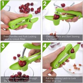 img 1 attached to Black Portable Cherry Pitter Tool with Space-Saving Lock Design - Cherry Stoner Olive Pitter Cherry Corer