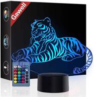 🎁 christmas gift tiger 3d illusion lamp: 16 color changing touch switch night light with remote control - perfect present for tiger fans! логотип