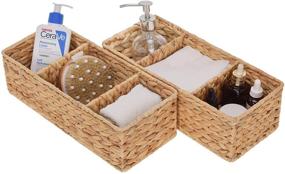 img 4 attached to Efficient Organization: Explore the StorageWorks 3 Section Baskets Hand Woven Hyacinth