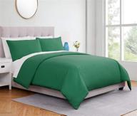 🍀 cloverforty bedding duvet cover set - super soft double brushed microfiber with zipper closure - green queen size logo