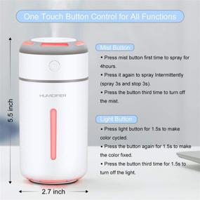 img 3 attached to MADETEC Portable Mini USB Air Humidifier with Ultrasonic Cool Mist for Car Travel Office Baby Bedroom Home, 7 Colors Night Light, Auto Shut-Off - 230ML Capacity