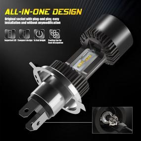 img 1 attached to 🏍️ CAR ROVER H4 Motorcycle LED Bulb: Powerful 9003 HB2 HS1 6000K Xenon White CSP Chips Conversion Kit - Replacement High Low Beam Light, Pack of 1