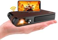 portable projector wifi battery mini pocket dlp 3d movie gaming indoor outdoor camping movie led wireless 1080p hd hdmi airplay miracast auto keystone for ios android phone tablet laptop tv stick dvd logo