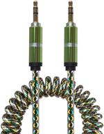 lilware coiled spring auxiliary 3.5mm audio cable for multimedia devices - rubberized green logo