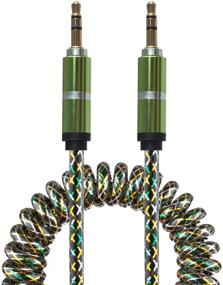 img 3 attached to Lilware Coiled Spring Auxiliary 3.5mm Audio Cable for Multimedia Devices - Rubberized Green