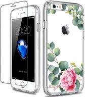 🌸 giika iphone 6 6s case + screen protector: clear heavy-duty protective case for girls & women | shockproof hard pc back + slim tpu bumper cover | camellia floral design logo