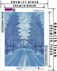 img 3 attached to Зимний набор для алмазной вышивки для взрослых - 5D круглая картина "Снежная луна" с бриллиантами DIY по номерам - алмазное искусство буров и точил - 11,8×15,7 дюймов