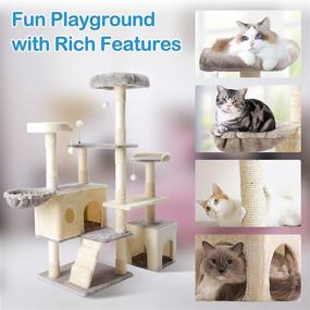 img 1 attached to 🐱 HAMATE 57-Inch Cat Tree Tower: Multi-Level Condo with Scratching Posts, Plush Perch, and Toys - Ideal for Kittens & Large Cats (Grey)