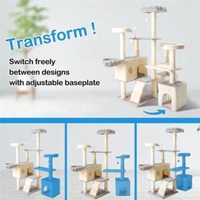 img 2 attached to 🐱 HAMATE 57-Inch Cat Tree Tower: Multi-Level Condo with Scratching Posts, Plush Perch, and Toys - Ideal for Kittens & Large Cats (Grey)