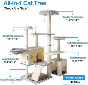 img 3 attached to 🐱 HAMATE 57-Inch Cat Tree Tower: Multi-Level Condo with Scratching Posts, Plush Perch, and Toys - Ideal for Kittens & Large Cats (Grey)