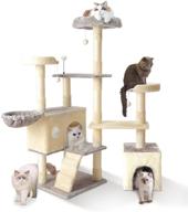 🐱 hamate 57-inch cat tree tower: multi-level condo with scratching posts, plush perch, and toys - ideal for kittens & large cats (grey) logo