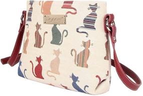 img 3 attached to 👜 Stylish Signare Tapestry Crossbody Purse: Small Shoulder Bag with Cheeky Cat Design (XB02-CHEKY)
