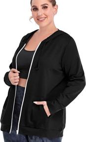 img 3 attached to 🧥 FOREYOND Women's Plus Size Full Zip Fleece Jacket - Hooded Sweatshirt for Workout & Active Long Sleeve Hoodie