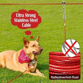 img 3 attached to 🐕 LUFFWELL Dog Runner for Yard - Dog Trolley Cable System Aerial Dog Run Zip Line 100 ft with 10 ft Pulley Chain - Ideal for Dogs Up to 125 lbs - Perfect for Outdoor Running or Camping