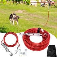 🐕 luffwell dog runner for yard - dog trolley cable system aerial dog run zip line 100 ft with 10 ft pulley chain - ideal for dogs up to 125 lbs - perfect for outdoor running or camping logo