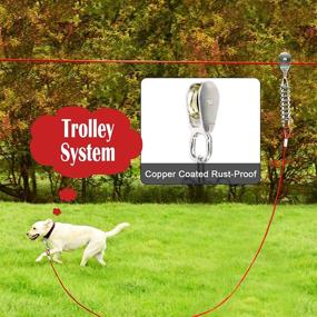 img 1 attached to 🐕 LUFFWELL Dog Runner for Yard - Dog Trolley Cable System Aerial Dog Run Zip Line 100 ft with 10 ft Pulley Chain - Ideal for Dogs Up to 125 lbs - Perfect for Outdoor Running or Camping