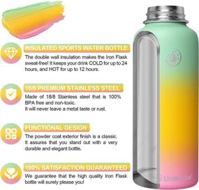 img 1 attached to 🥤 Umite Chef Wide Mouth Stainless Steel Water Bottle, Vacuum Insulated Sports Bottle 18-64OZ with Wide Handle Straw Lid, Hot and Cold, Double Walled Thermo Mug