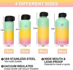 img 2 attached to 🥤 Umite Chef Wide Mouth Stainless Steel Water Bottle, Vacuum Insulated Sports Bottle 18-64OZ with Wide Handle Straw Lid, Hot and Cold, Double Walled Thermo Mug