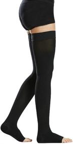 img 3 attached to TOFLY Medical Thigh High Compression Stockings - Open Toe, Firm Support 20-30mmHg - Varicose Veins, Swelling, DVT - Black XL (Pair)