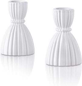 img 3 attached to 🕯️ White Solid Glass Taper Candle Holder Set - 3.5 Inch Short, Fits Standard 3/4 Inch Tapered Candles - Ideal for Farmhouse Kitchen Table Decor, Wedding Centerpiece - Set of 2