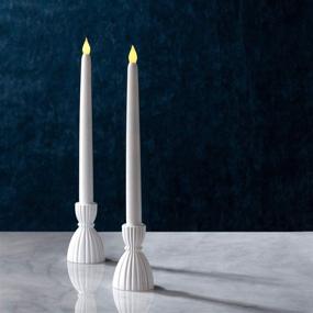 img 4 attached to 🕯️ White Solid Glass Taper Candle Holder Set - 3.5 Inch Short, Fits Standard 3/4 Inch Tapered Candles - Ideal for Farmhouse Kitchen Table Decor, Wedding Centerpiece - Set of 2