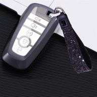 black tpu smart keyless entry remote key fob case cover keychain for ford mustang explorer edge fusion mondeo f150 f250 f350 f450 f550 (2017-2020) - royalfox(tm) 3 4 5 buttons logo