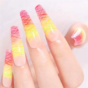 img 2 attached to 🕷️ Glow in the Dark Spider Gel: 6 Color Halloween Nail Art Wire Drawing Glue Kit with Draw Brush