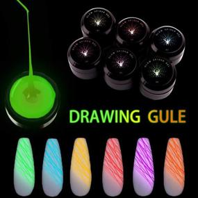 img 3 attached to 🕷️ Glow in the Dark Spider Gel: 6 Color Halloween Nail Art Wire Drawing Glue Kit with Draw Brush