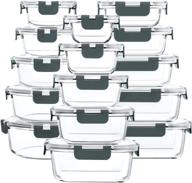 30-piece glass food storage containers set with enhanced snap locking lids - airtight glass meal prep containers - microwave, oven, freezer, and dishwasher safe логотип