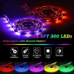 img 3 attached to 🌈 Color Changing Led Strip Lights Kit - 32.8FT/10M - Remote Controlled Flexible Tape Lights for Home, Bedroom, Kitchen, and Party - Non-Waterproof