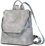 🎒 cluci womens backpack purse: trendy leather travel satchel in two-tone grey – designer convertible handbags and shoulder bags for fashionable ladies logo