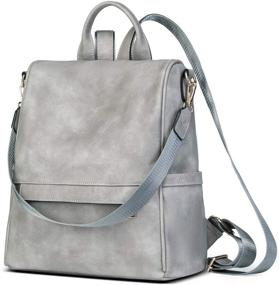 img 4 attached to 🎒 CLUCI Womens Backpack Purse: Trendy Leather Travel Satchel in Two-tone Grey – Designer Convertible Handbags and Shoulder Bags for Fashionable Ladies