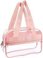 💄 pink premium clear makeup cosmetic toiletry organizer bag - ideal for gym, work, travel, or concerts! logo