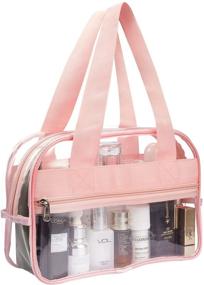 img 3 attached to 💄 Pink Premium Clear Makeup Cosmetic Toiletry Organizer Bag - Ideal for Gym, Work, Travel, or Concerts!