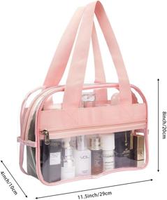 img 2 attached to 💄 Pink Premium Clear Makeup Cosmetic Toiletry Organizer Bag - Ideal for Gym, Work, Travel, or Concerts!