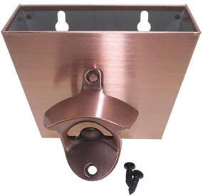 img 2 attached to 🍺 Aged Copper Beer Bottle Opener Wall Mount with Cap Catcher Bin Set - Heavy Duty Retro Satin Stainless Steel - Ideal for Restaurants, Home Bars, Kitchen, Patios, Coolers - Perfect Gifts (Antique Copper)