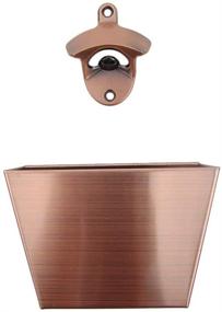 img 3 attached to 🍺 Aged Copper Beer Bottle Opener Wall Mount with Cap Catcher Bin Set - Heavy Duty Retro Satin Stainless Steel - Ideal for Restaurants, Home Bars, Kitchen, Patios, Coolers - Perfect Gifts (Antique Copper)