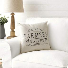 img 2 attached to Farmhouse Pillow Covers with Farmers Market Quotes 18x18: Perfect Housewarming Gifts for Farmhouse Decor - Meekio