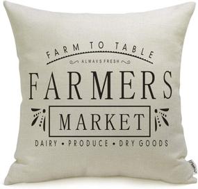 img 4 attached to Farmhouse Pillow Covers with Farmers Market Quotes 18x18: Perfect Housewarming Gifts for Farmhouse Decor - Meekio